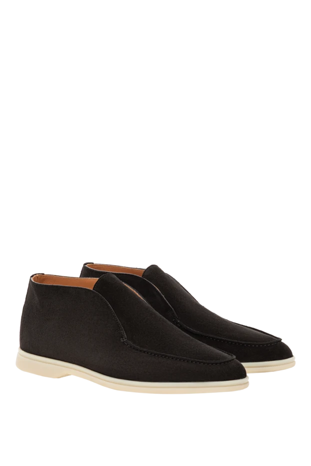 Cesare di Napoli лоферы черные из бархатистой замши с контрастной подошвой 192043 - фото 3