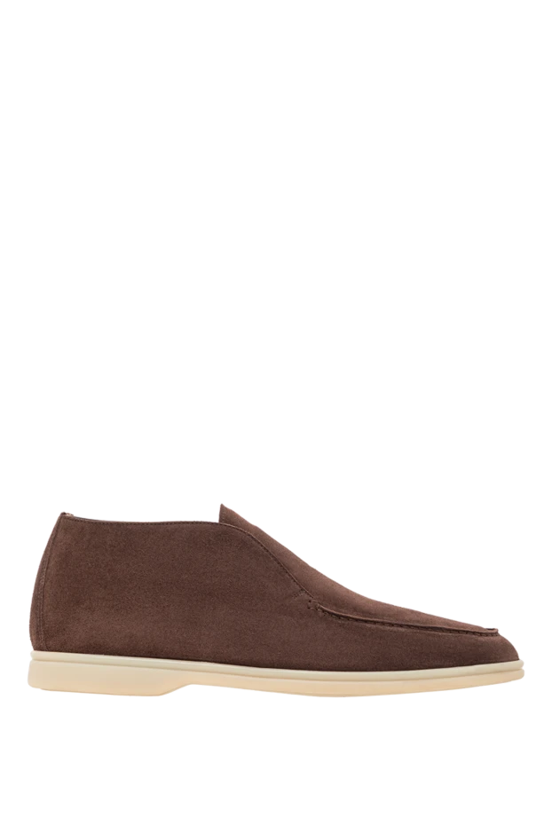 Жеңіл табаны бар жұмсақ күдеріден жасалған қоңыр лоферлер - фото 1