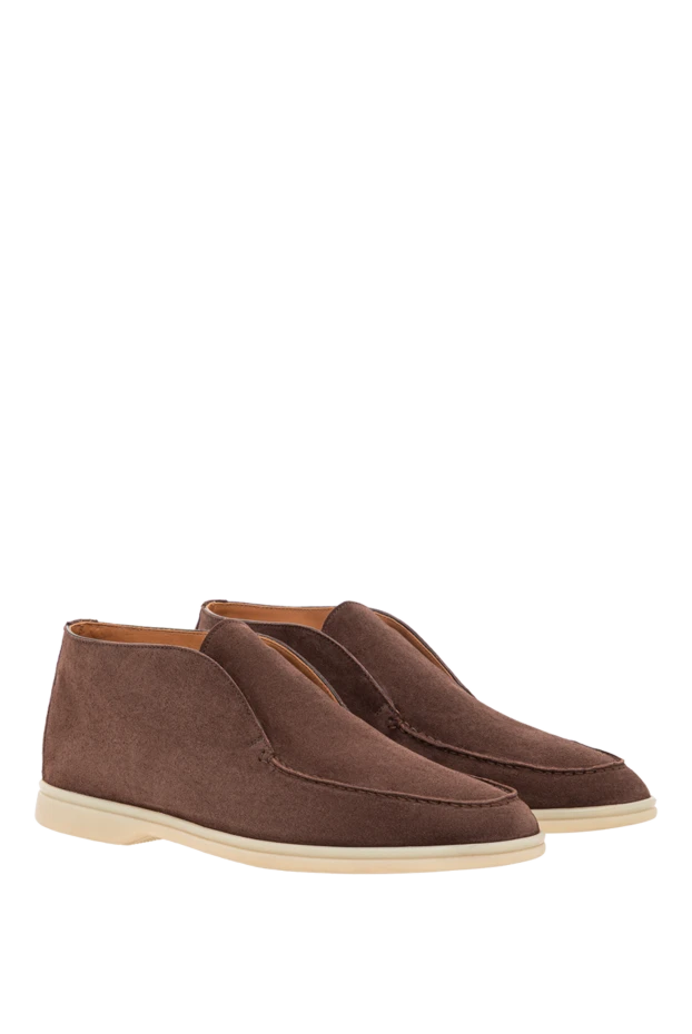 Cesare di Napoli лоферы коричневые из мягкой замши со светлой подошвой 192044 - фото 3