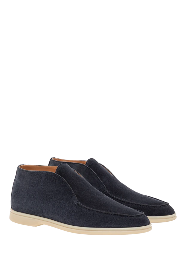 Cesare di Napoli лоферы темно синие замшевые с бархатистой поверхностью и комфортной посадкой 192046 - фото 3