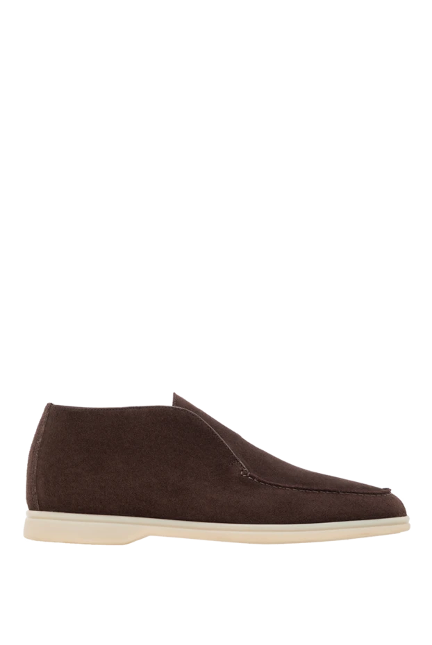 Замшевые высокие лоферы в тёплом кофейном оттенке - фото 1