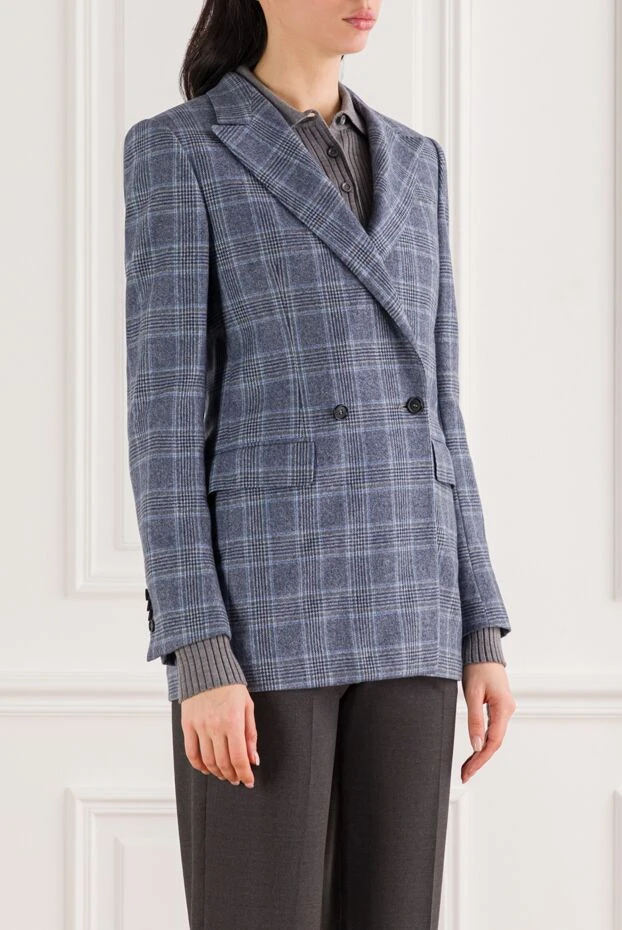 Kiton двубортный жакет в клетку из кашемира и шелка
 192056 - фото 3