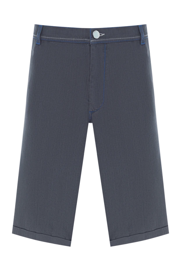 Қарама-қарсы көк тігісі бар сұрғылт Бермуда шорттары - фото 1