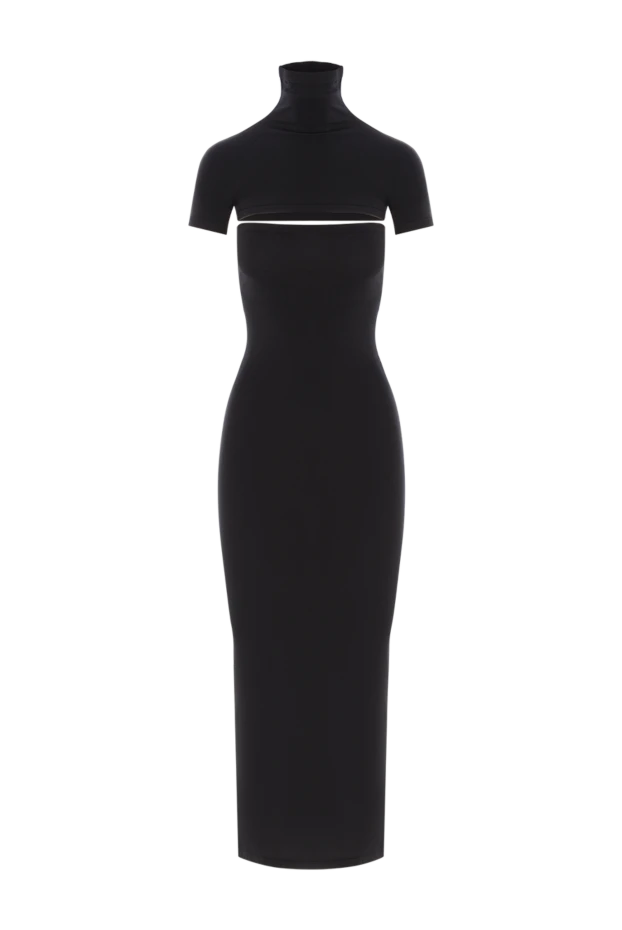 A black silk jersey dress with cutouts - photo 1
