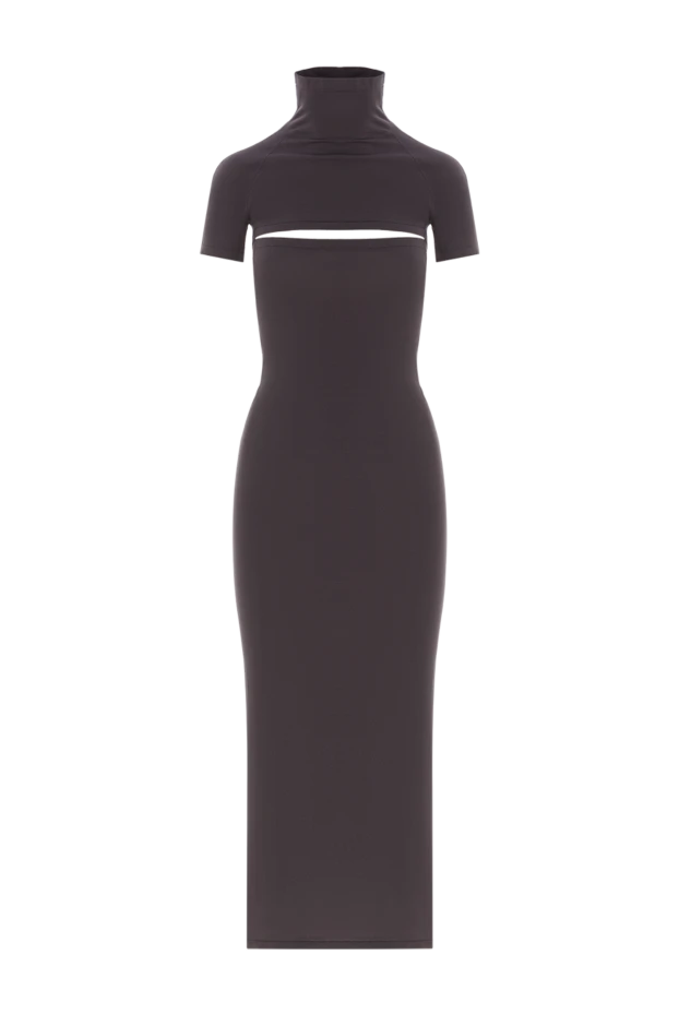 Қиықтары бар бургундия түсті жібек джерси көйлегі - фото 1