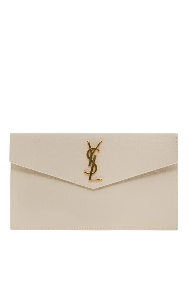 Saint Laurent small envelope clutch with flap made of white calfskin 192079 - photo 1