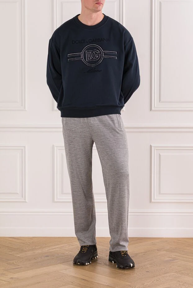 Dolce & Gabbana жұмсақ джерси кестесі бар көк свитшот 192087 - фото 2