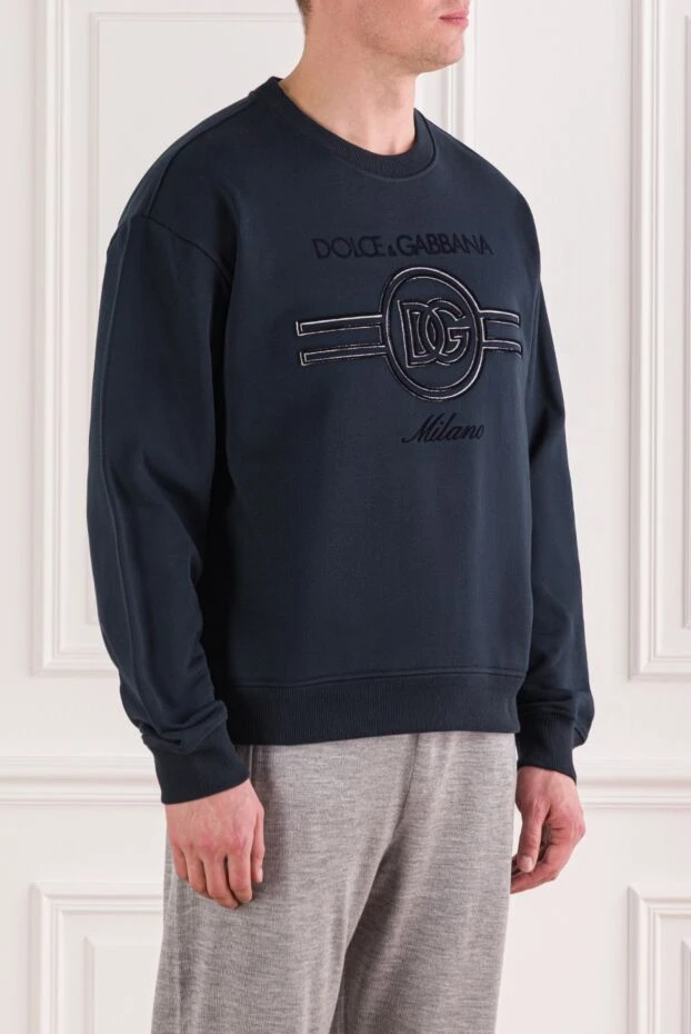 Dolce & Gabbana жұмсақ джерси кестесі бар көк свитшот 192087 - фото 3