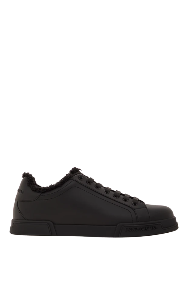 Зимние сникеры Portofino Light из телячьей кожи черного цвета - фото 1