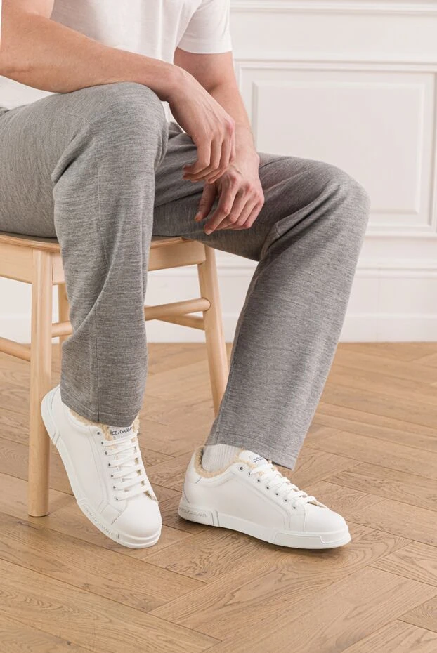 Dolce & Gabbana portofino light winter sneakers in white calfskin 192089 - photo 3