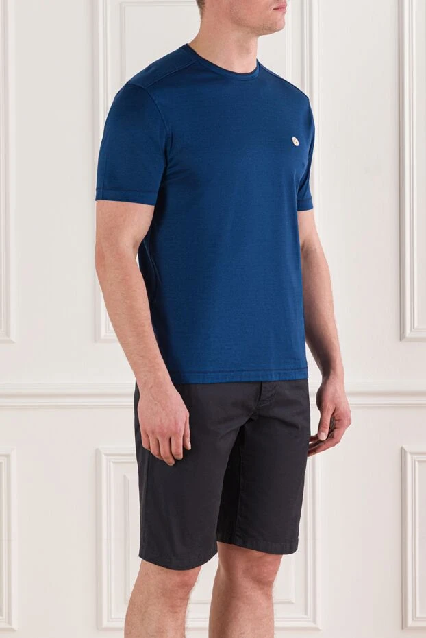 Stefano Ricci blue cotton t-shirt with metallic logo 192103 - photo 3