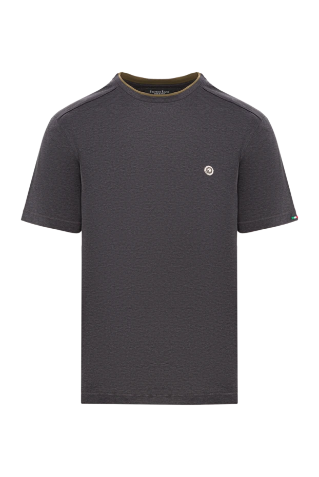 Stefano Ricci gray cotton t-shirt with metallic logo 192106 - photo 1