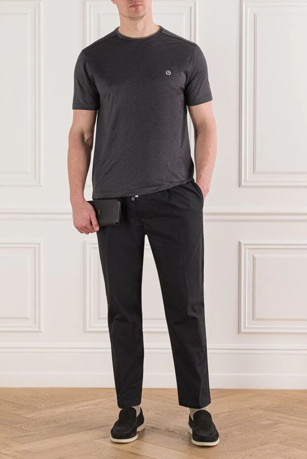 Stefano Ricci gray cotton t-shirt with metallic logo 192106 - photo 2