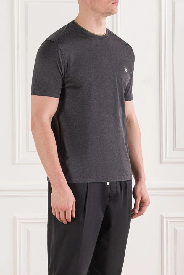 Stefano Ricci gray cotton t-shirt with metallic logo 192106 - photo 3