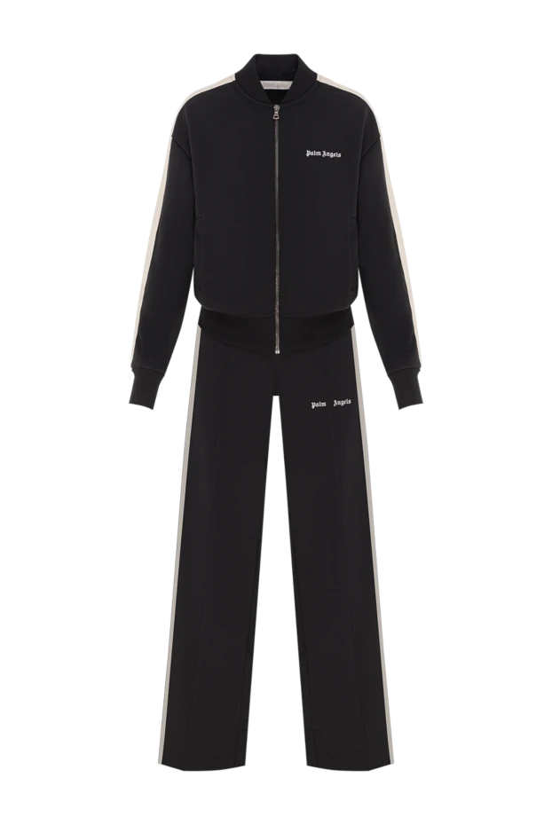 Қос крем түсті жолақтары және кең киімі бар қара костюм - фото 1