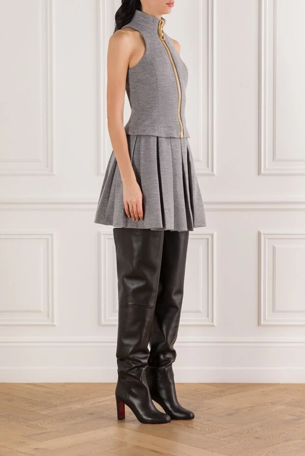 Balmain трикотажный топ с золотистой молнией и плиссированной юбкой 192142 - фото 3