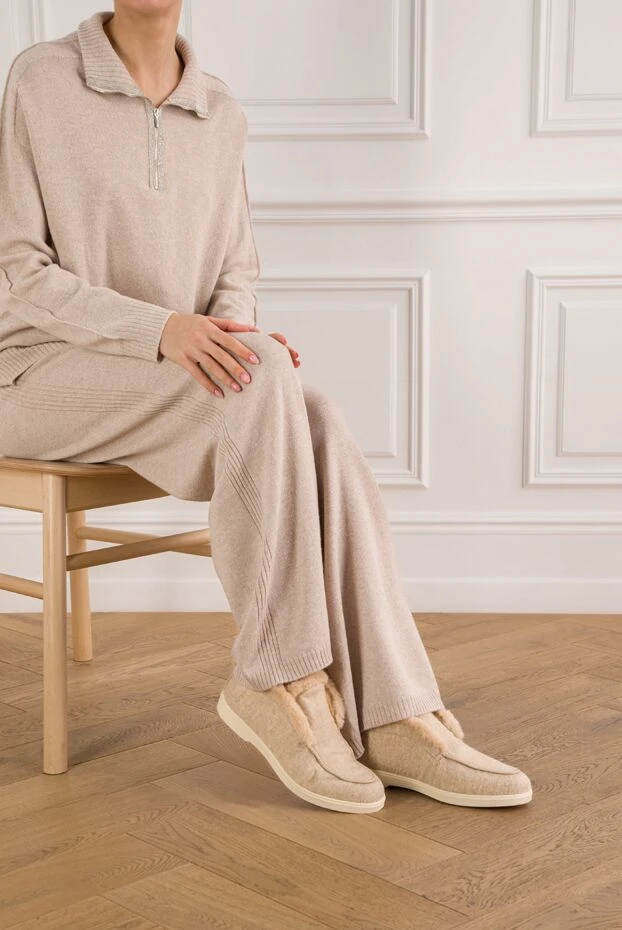 Santoni қой терісімен өрілген бежевый түсті fortune lofers 192143 - фото 2