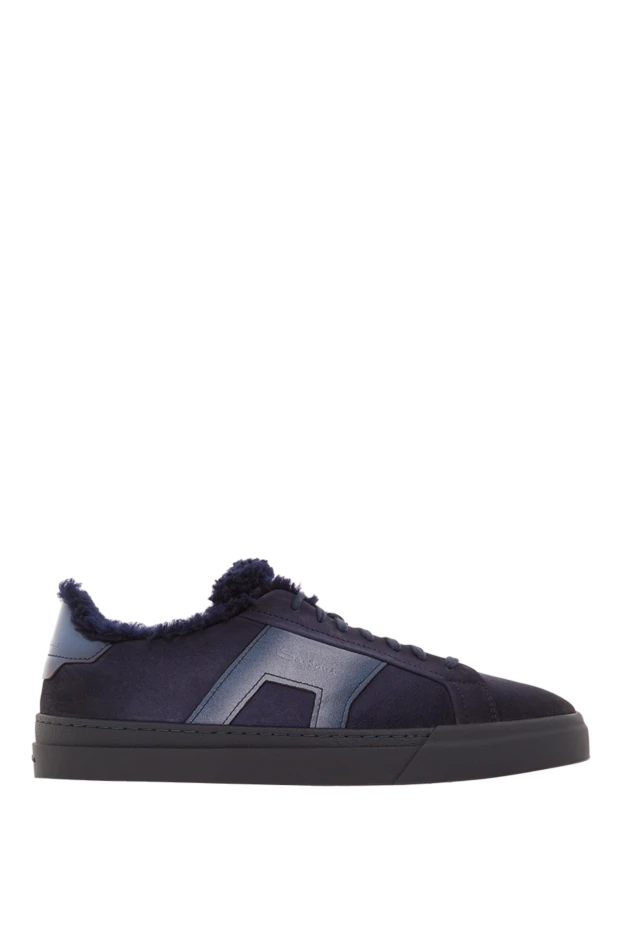 Мужские замшевые кроссовки Gloria темно-синего цвета с подкладкой из меха. - фото 1