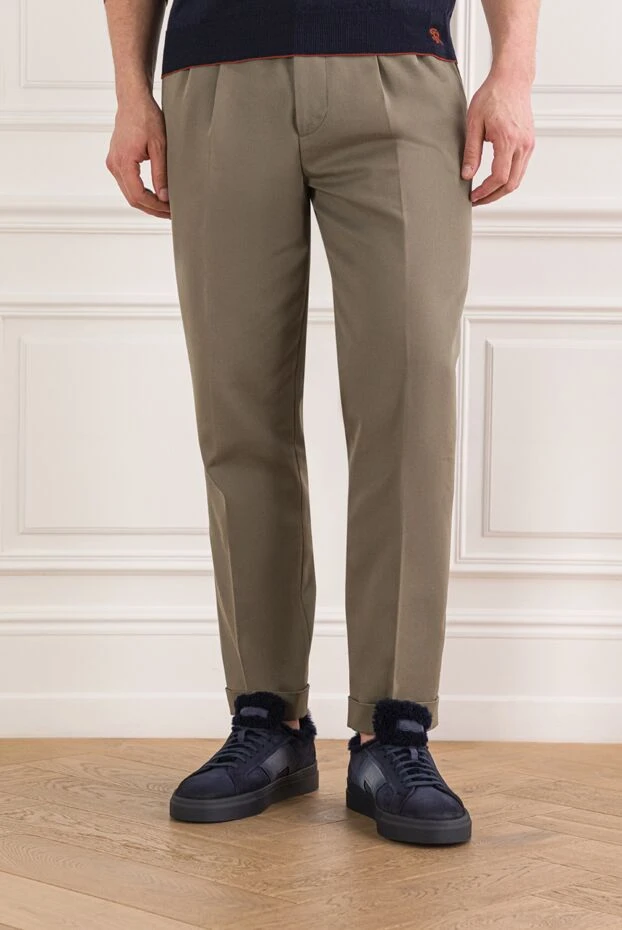 Santoni мужские замшевые кроссовки gloria темно-синего цвета с подкладкой из меха. 192144 - фото 2