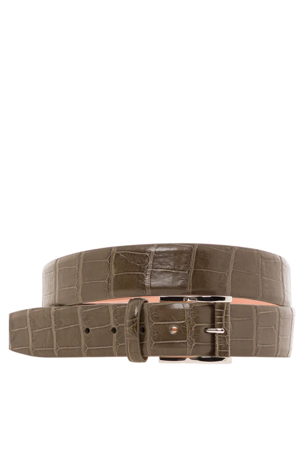 Men's olive alligator leather belt - photo 1