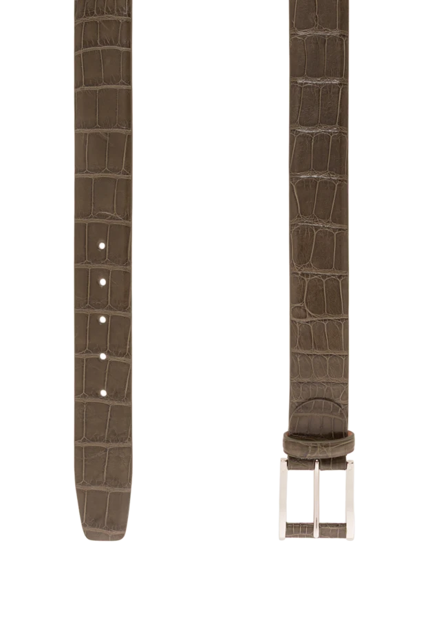 Cesare di Napoli ерлерге арналған зәйтүн түсті аллигатор былғары белбеуі 192152 - фото 3