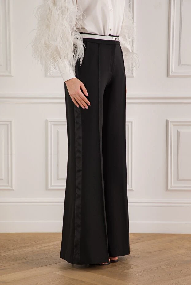 Elie Saab black flared trousers made of soft crepe blend 192216 - photo 3