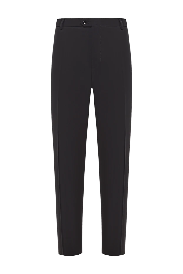 Классические брюки прямого кроя из шерсти черного цвета - фото 1