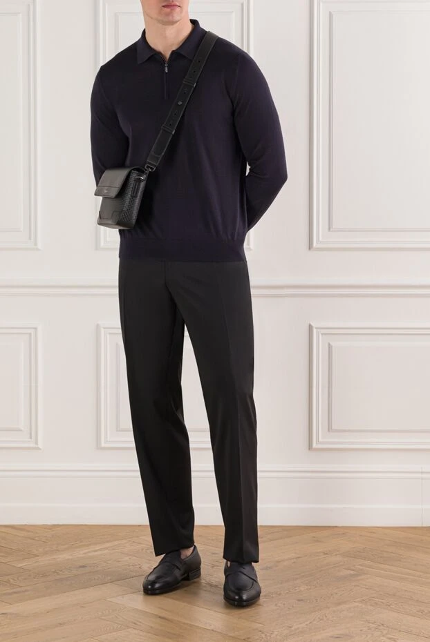 Классические брюки прямого кроя из шерсти черного цвета - фото 2