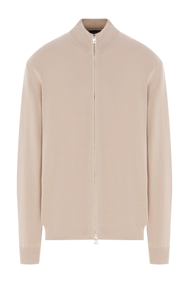 Ашық бежевый мақта және жібектен жасалған сыдырмасы бар кардиган - фото 1