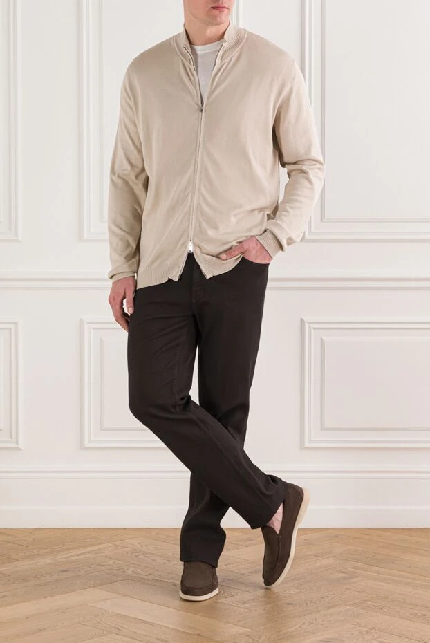 Brioni класические хлопковые джинсы коричневого цвета 192229 - фото 2