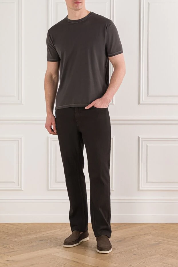 Жұмсақ мақтадан жасалған сұр футболка - фото 2