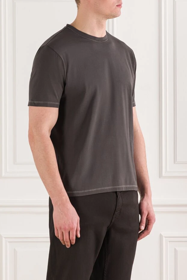 Cesare di Napoli жұмсақ мақтадан жасалған сұр футболка 192232 - фото 3