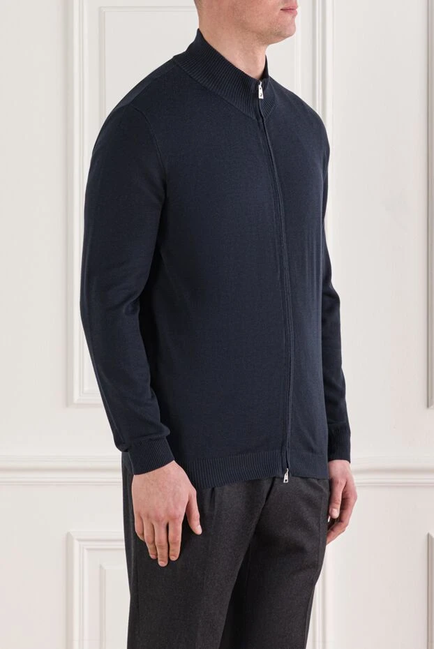 Tombolini ерлерге арналған көк мақта және жібектен жасалған сыдырмалы кардиган 192234 - фото 3