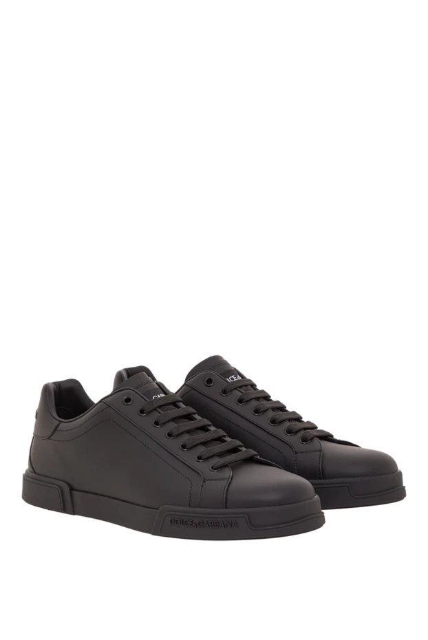 Dolce & Gabbana қара бұзау терісінен жасалған portofino жеңіл кроссовкалары 192236 - фото 3