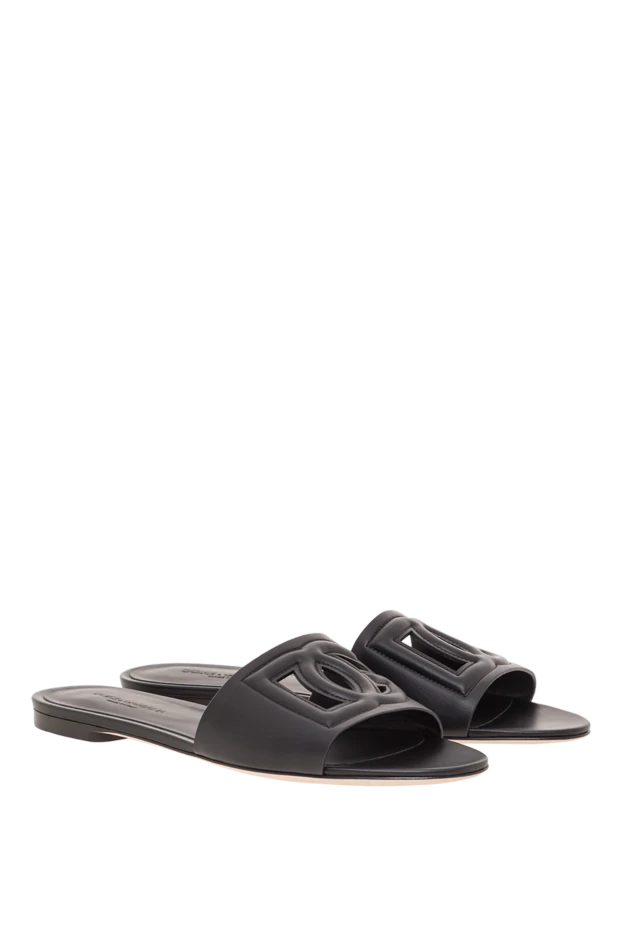 Dolce & Gabbana bianca dg millennials логотипі қара түсті бұзау терісінен жасалған сырғанақтар 192241 - фото 3