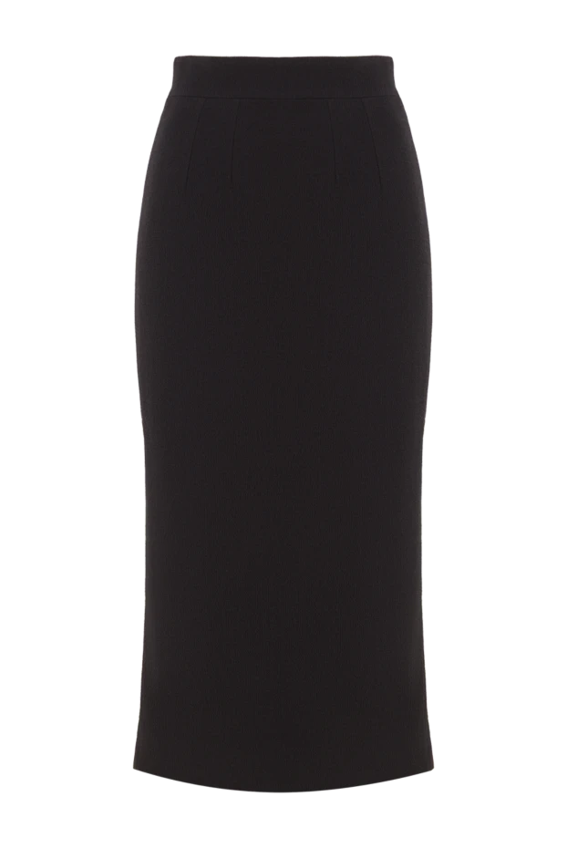 Қара түсті табиғи жүннен жасалған миди юбка - фото 1