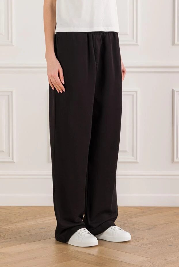 Dolce & Gabbana черные спортивные брюки с широкими штанинами и белым логотипом 192251 - фото 3