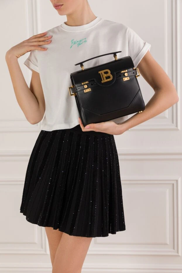 Balmain сумка b-buzz 23 из гладкой кожи черная женская 192252 - фото 2