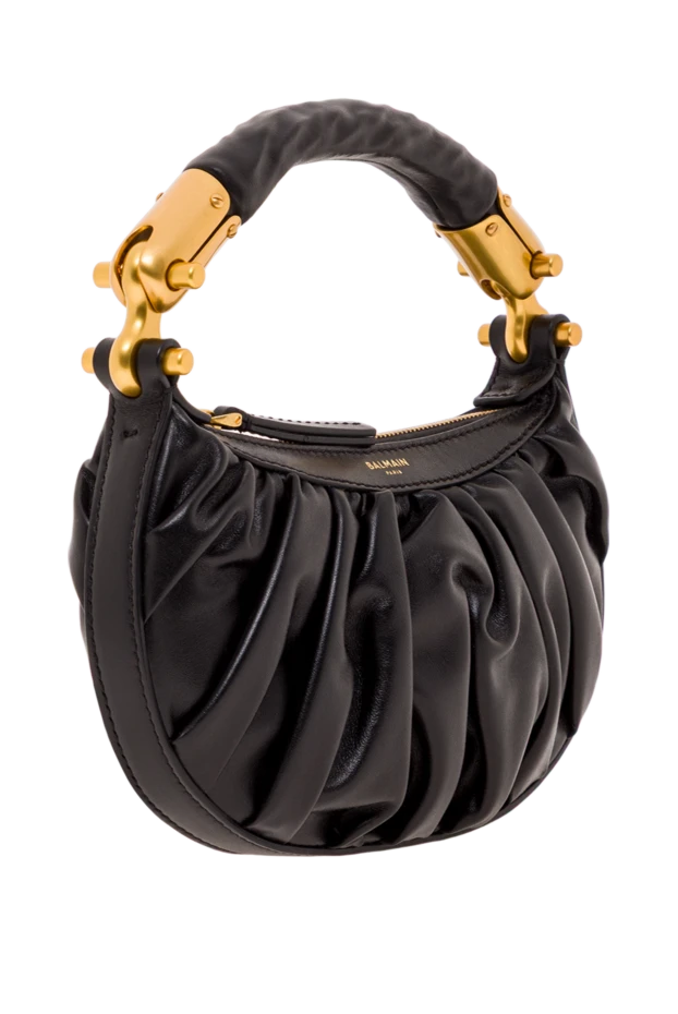 Balmain мини-сумка ebene из телячьей кожи черная 192253 - фото 3
