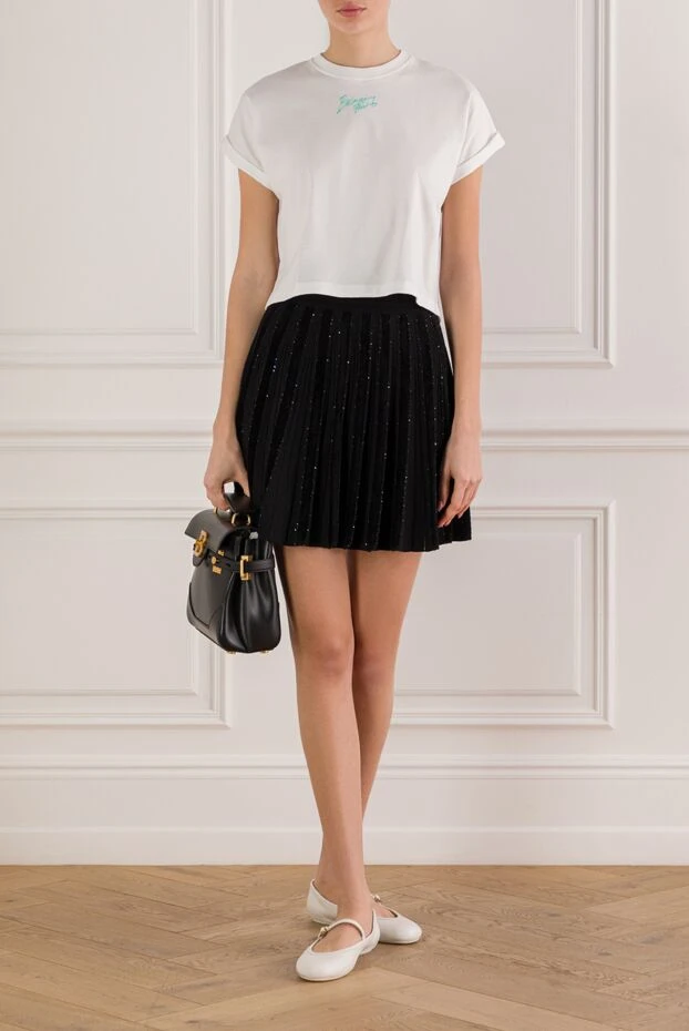 Balmain white cotton t-shirt with contrasting print 192256 - photo 2