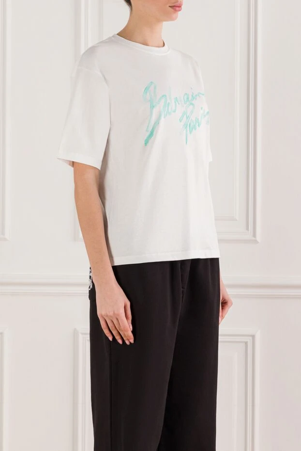 Balmain white t-shirt with signature logo made of natural cotton 192257 - photo 3