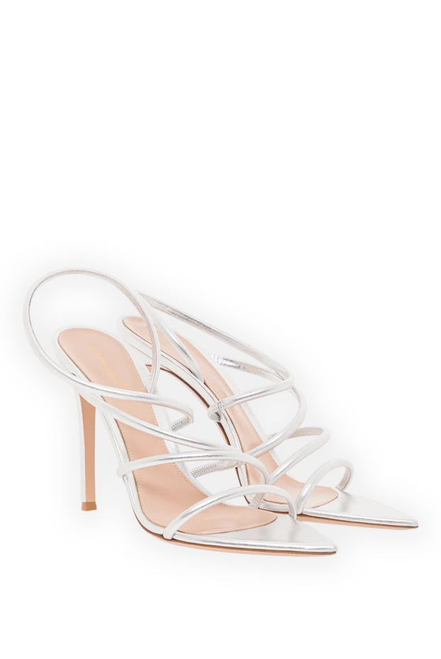 Gianvito Rossi ettie silver leather asymmetrical sandals 192260 - photo 3
