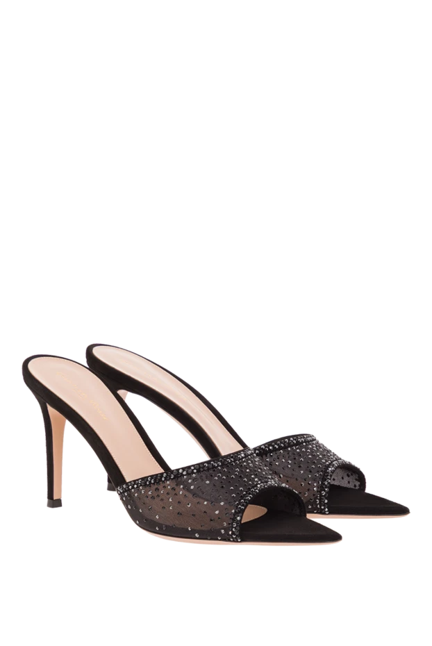 Gianvito Rossi rania mule 85 sandals in silk organza trimmed with black suede 192261 - photo 3