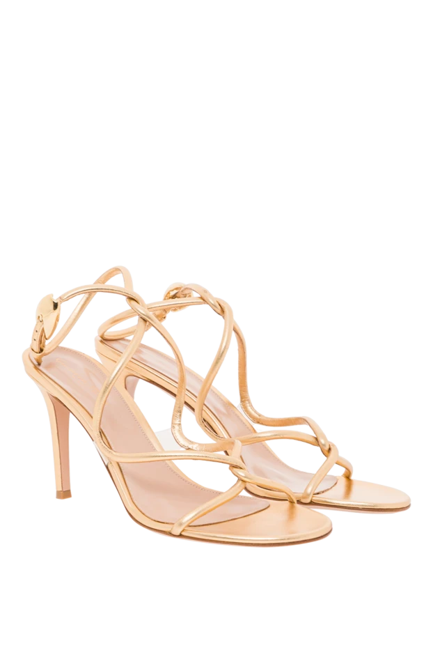 Gianvito Rossi jungle mamba 85 алтын түсті былғары сандалдары 192265 - фото 3