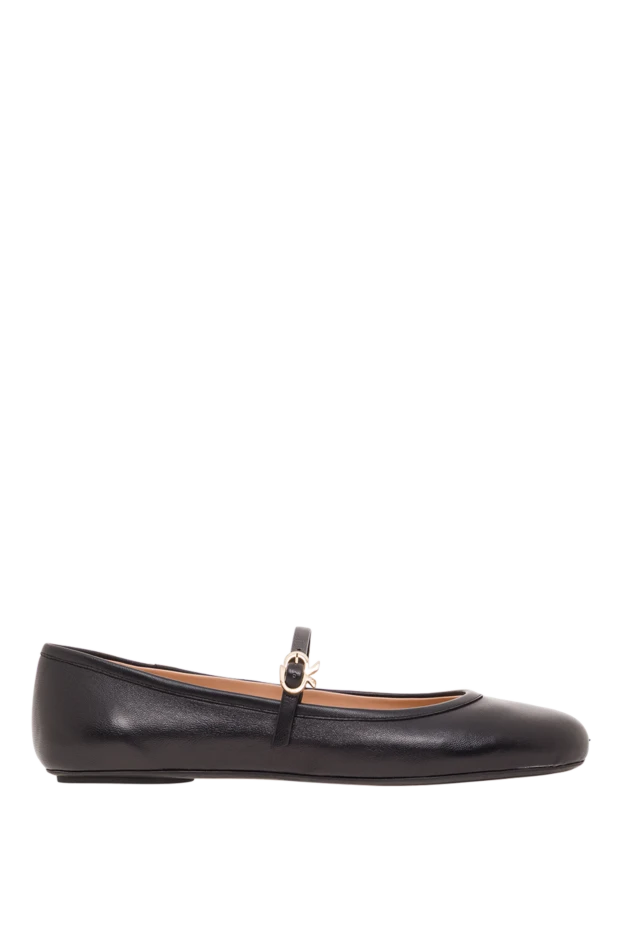 Балетки Carla в стиле «Мэри Джейн» из мягкой черной кожи - фото 1
