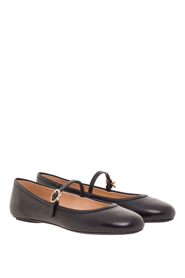 Gianvito Rossi жұмсақ қара былғарыдан жасалған carla mary jane балеттік жейделері 192266 - фото 3