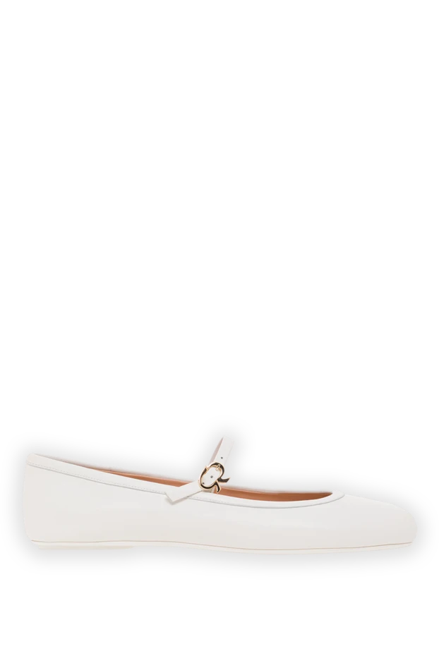 Жұмсақ ақ былғарыдан жасалған Carla Mary Jane балеттік аяқ киімі - фото 1