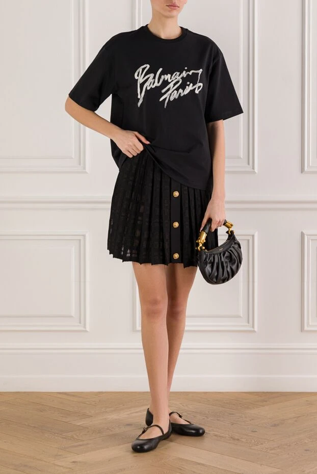 Balmain black oversized t-shirt with a brushstroke logo print
 192272 - photo 2