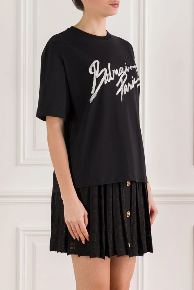 Balmain black oversized t-shirt with a brushstroke logo print
 192272 - photo 3