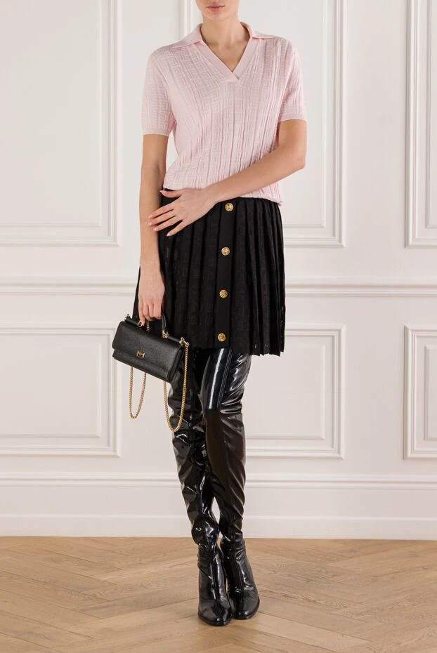 Balmain вязаная рубашка-поло розового цвета с монограммой

 192273 - фото 2